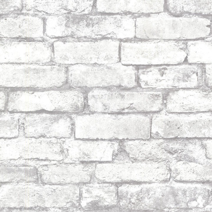 Brick Grey Chelsea Wallpaper by Brewster Kitchen, Bed, & Bath IV Covers about 56.4 square feet 20.5-in by 33-ft long roll Unpasted 20.9 - Fabric Carolina -