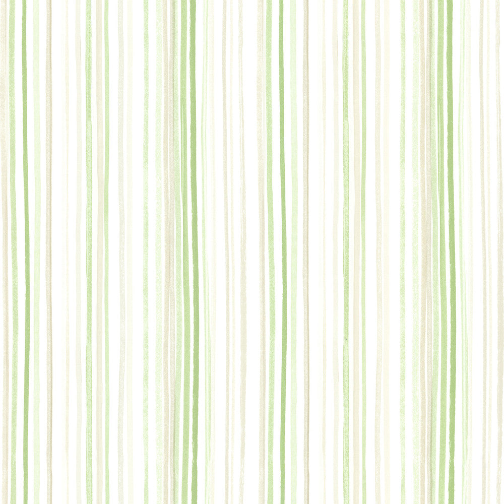 Stripe Green Lanata Wallpaper by Brewster Kitchen, Bed, & Bath IV Covers about 56.4 square feet 20.5-in by 33-ft long roll Unpasted 0 - Fabric Carolina -