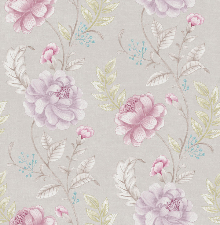 Jacobean Purple Jamie Wallpaper by Brewster Kitchen, Bed, & Bath IV Covers about 56.4 square feet 20.5-in by 33-ft long roll Unpasted 20.8 - Fabric Carolina -