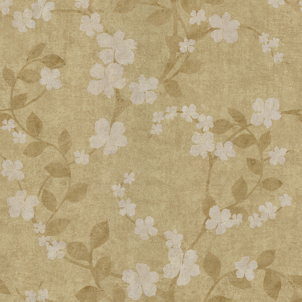 Floral Taupe Sammie Wallpaper by Brewster Kitchen, Bed, & Bath IV Covers about 56.4 square feet 20.5-in by 33-ft long roll Unpasted 20.8 - Fabric Carolina -