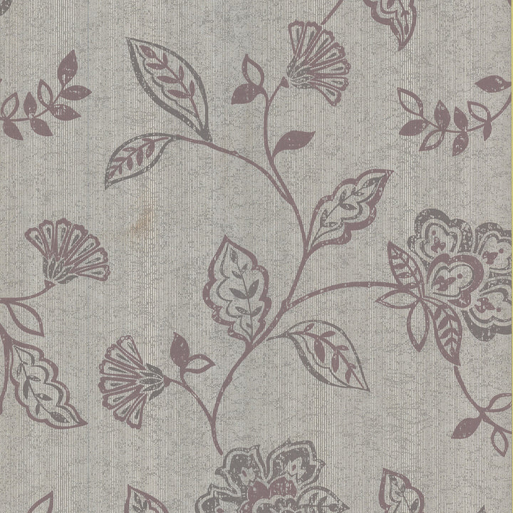 Jacobean Champagne Lilyanne Wallpaper by Brewster Kitchen, Bed, & Bath IV Covers about 56.4 square feet 20.5-in by 33-ft long roll Unpasted 25.2 - Fabric Carolina -