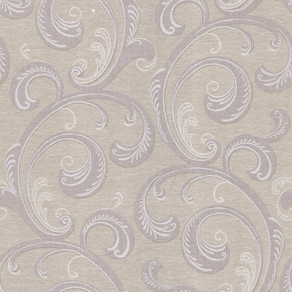 Gilly Purple Scroll Wallpaper by Brewster Kitchen, Bed, & Bath IV Covers about 56.4 square feet 20.5-in by 33-ft long roll Unpasted 20.8 - Fabric Carolina -