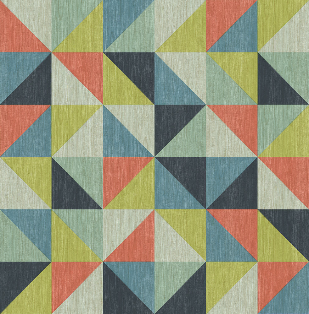 Puzzle Blue Geometric Wallpaper by A-Street Prints Geometrie Covers about 56.4 square feet 20.5-in by 33-ft long roll Unpasted 20.5 - Fabric Carolina -
