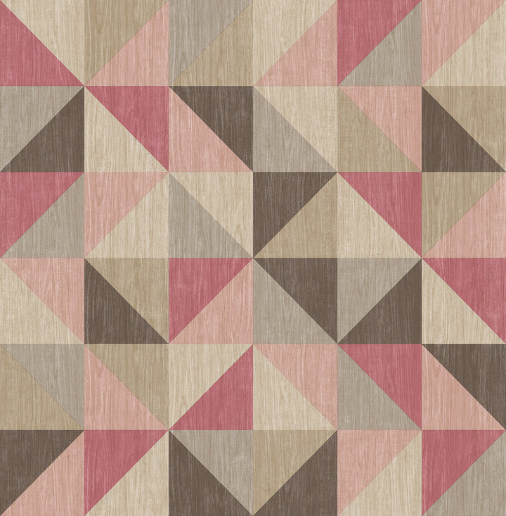 Puzzle Pink Geometric Wallpaper by A-Street Prints Geometrie Covers about 56.4 square feet 20.5-in by 33-ft long roll Unpasted 20.5 - Fabric Carolina -