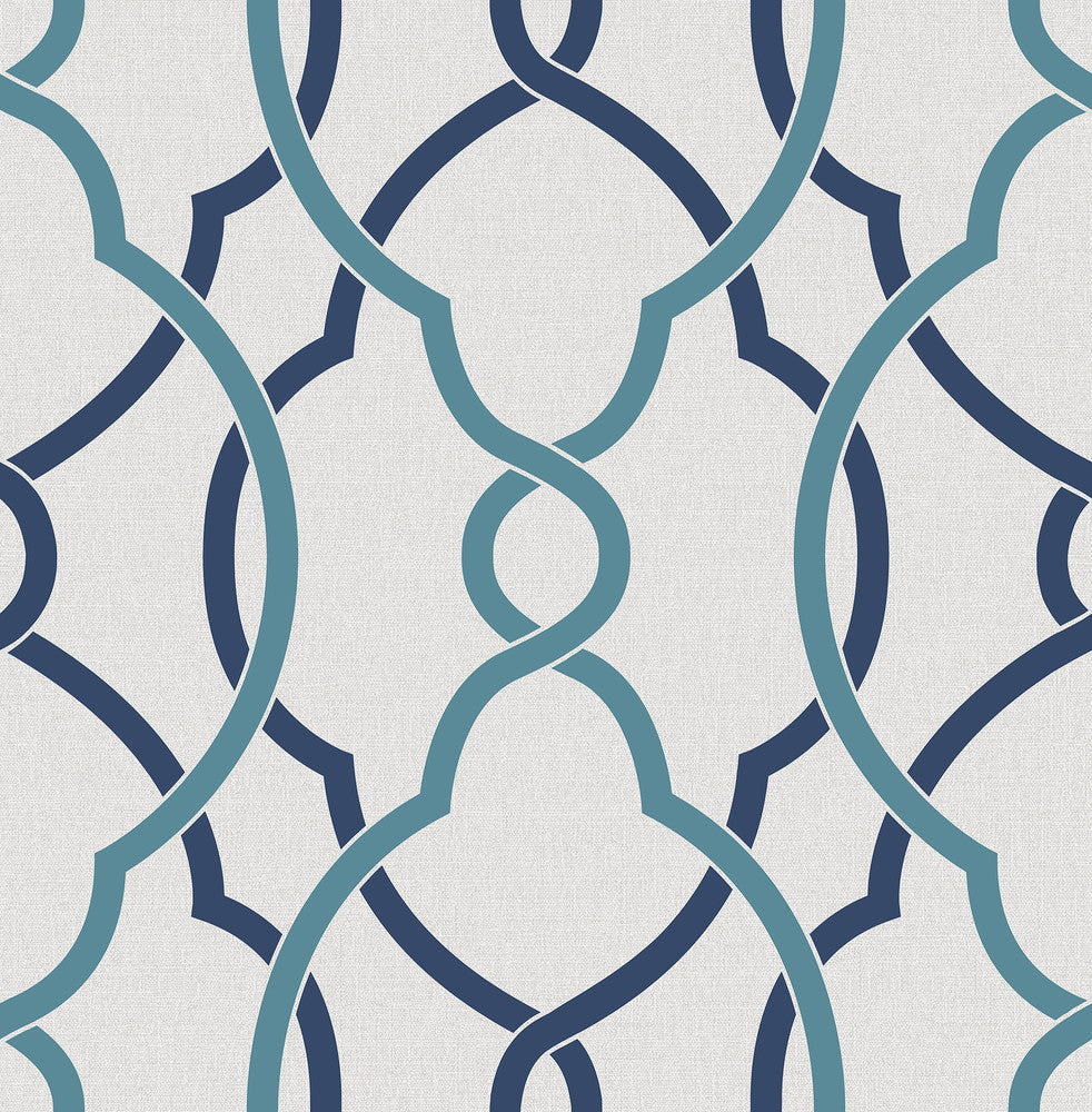 Sausalito Navy Lattice Wallpaper by A-Street Prints Geometrie Covers about 56.4 square feet 20.5-in by 33-ft long roll Unpasted 21 - Fabric Carolina -