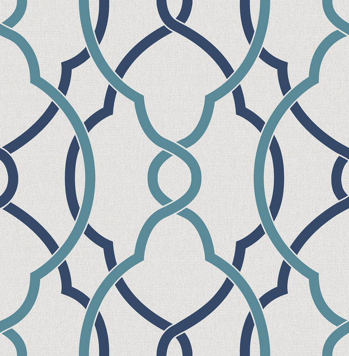 Sausalito Navy Lattice Wallpaper by A-Street Prints Geometrie Covers about 56.4 square feet 20.5-in by 33-ft long roll Unpasted 21 - Fabric Carolina -