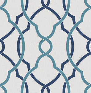Sausalito Navy Lattice Wallpaper by A-Street Prints