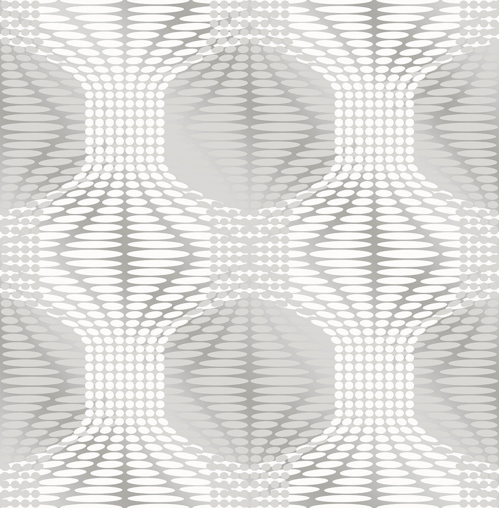 Optic Silver Geometric Wallpaper by A-Street Prints Geometrie Covers about 56.4 square feet 20.5-in by 33-ft long roll Unpasted 21 - Fabric Carolina -