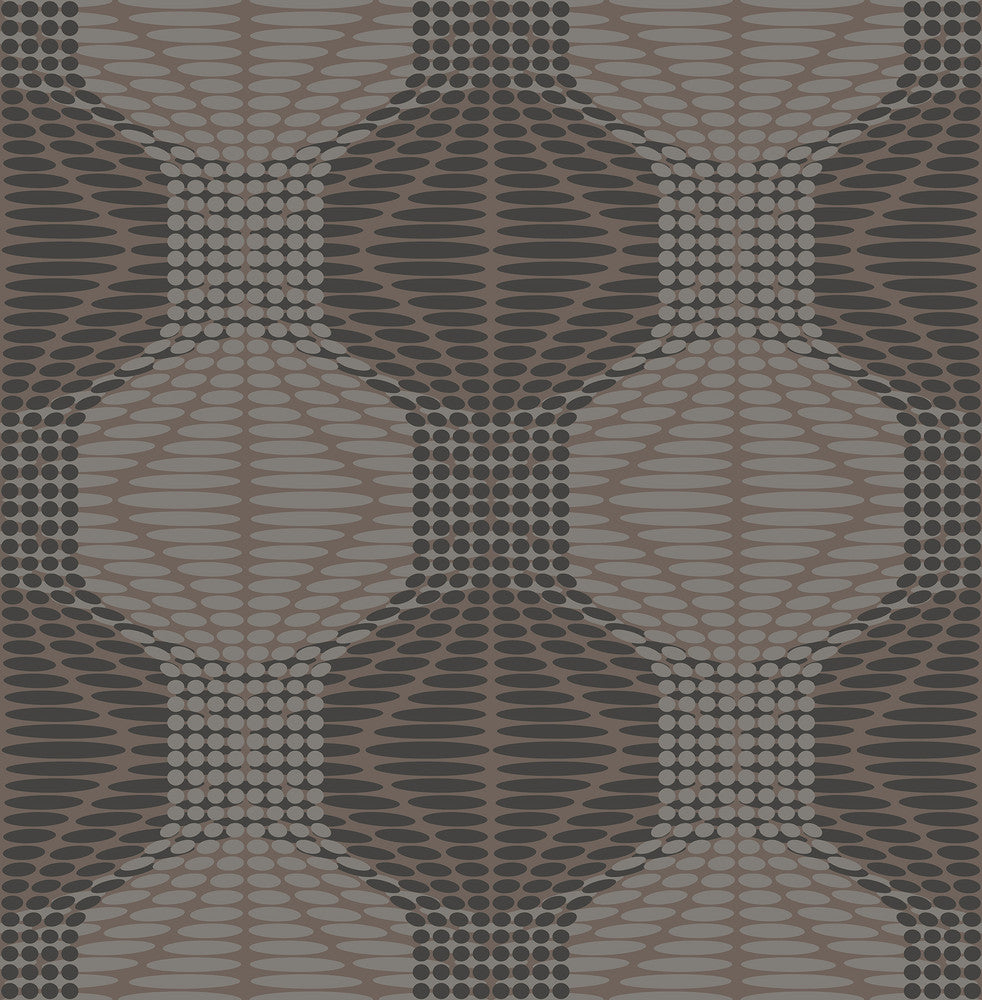 Optic Brown Geometric Wallpaper by A-Street Prints Geometrie Covers about 56.4 square feet 20.5-in by 33-ft long roll Unpasted 21 - Fabric Carolina -
