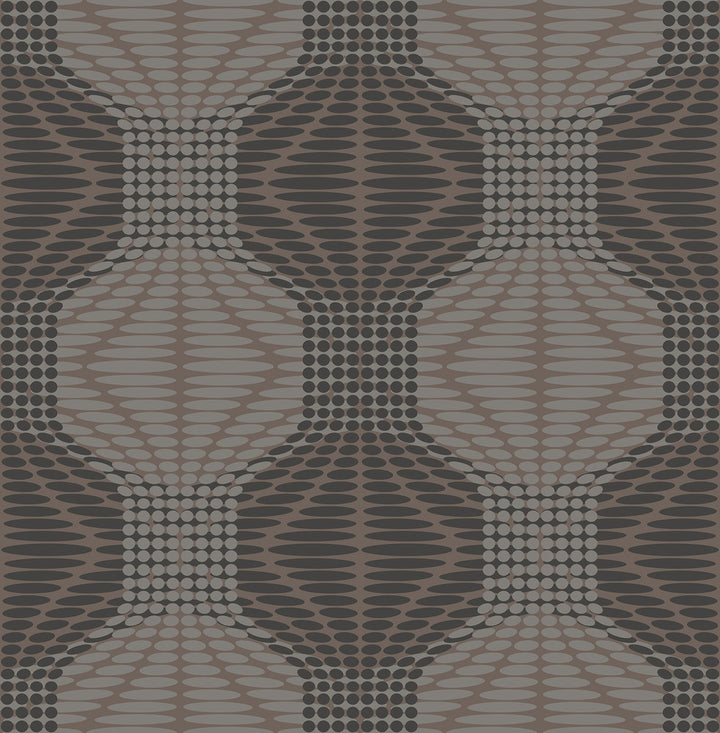 Optic Brown Geometric Wallpaper by A-Street Prints Geometrie Covers about 56.4 square feet 20.5-in by 33-ft long roll Unpasted 21 - Fabric Carolina -