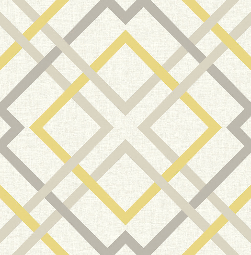 Saltire Yellow Lattice Wallpaper by A-Street Prints Geometrie Covers about 56.4 square feet 20.5-in by 33-ft long roll Unpasted 21 - Fabric Carolina -