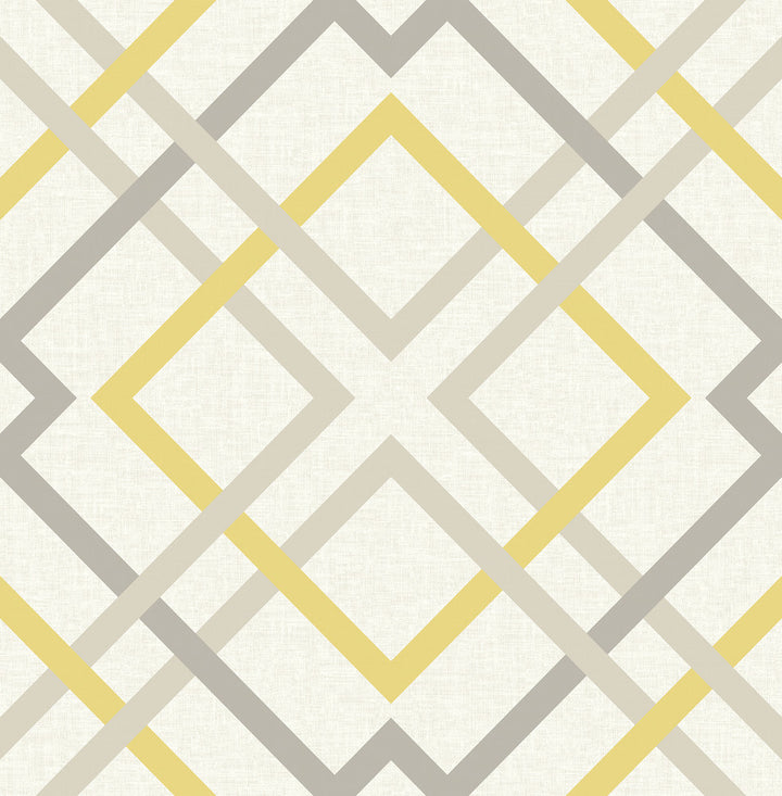 Saltire Yellow Lattice Wallpaper by A-Street Prints Geometrie Covers about 56.4 square feet 20.5-in by 33-ft long roll Unpasted 21 - Fabric Carolina -