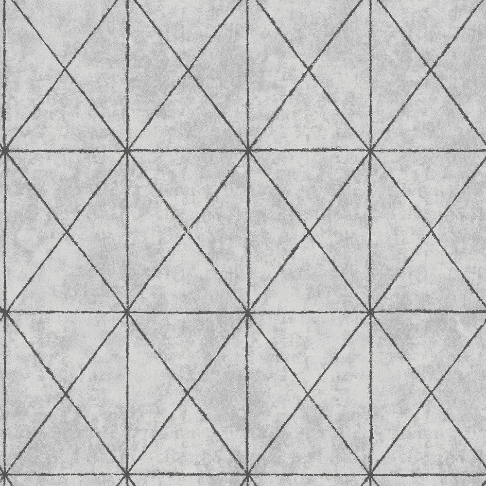 Intersection Silver Geometric Wallpaper by A-Street Prints Geometrie Covers about 56.4 square feet 20.5-in by 33-ft long roll Unpasted 20.5 - Fabric Carolina -