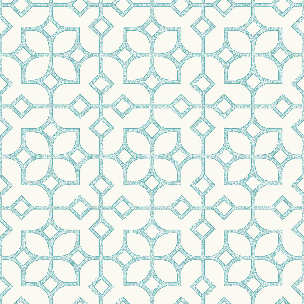 Maze Turquoise Tile Wallpaper by A-Street Prints Geometrie Covers about 56.4 square feet 20.5-in by 33-ft long roll Unpasted 6.83 - Fabric Carolina -