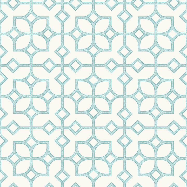 Maze Turquoise Tile Wallpaper by A-Street Prints Geometrie Covers about 56.4 square feet 20.5-in by 33-ft long roll Unpasted 6.83 - Fabric Carolina -