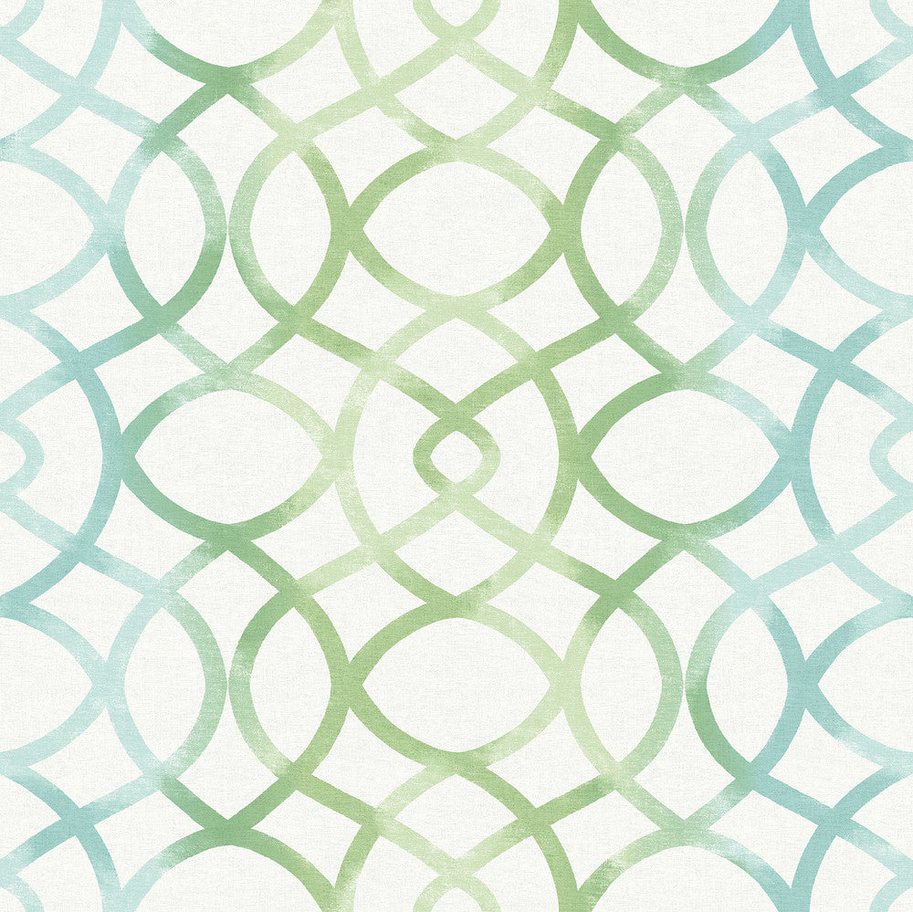 Twister Aquamarine Trellis Wallpaper by A-Street Prints Geometrie Covers about 56.4 square feet 20.5-in by 33-ft long roll Unpasted 20.5 - Fabric Carolina -