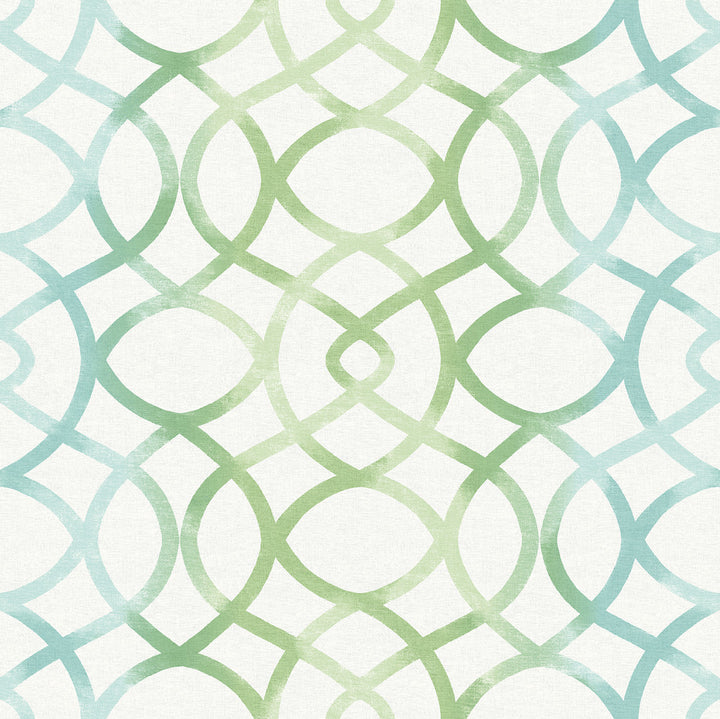 Twister Aquamarine Trellis Wallpaper by A-Street Prints Geometrie Covers about 56.4 square feet 20.5-in by 33-ft long roll Unpasted 20.5 - Fabric Carolina -