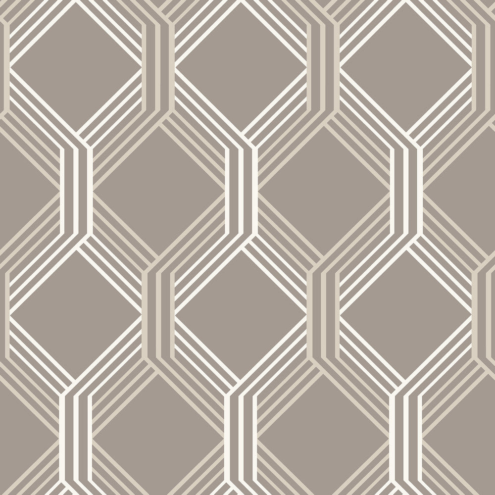 Linkage Brown Trellis Wallpaper by A-Street Prints Geometrie Covers about 56.4 square feet 20.5-in by 33-ft long roll Unpasted 20.5 - Fabric Carolina -