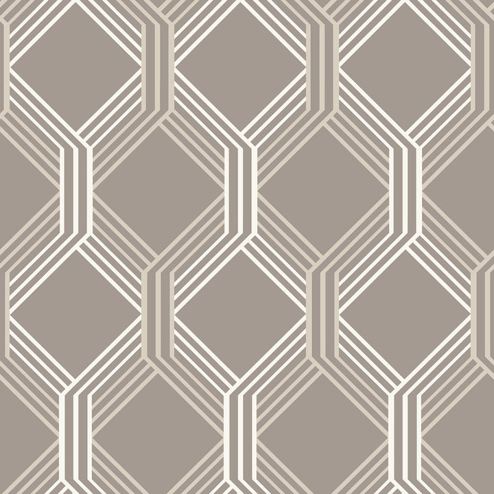 Linkage Brown Trellis Wallpaper by A-Street Prints Geometrie Covers about 56.4 square feet 20.5-in by 33-ft long roll Unpasted 20.5 - Fabric Carolina -