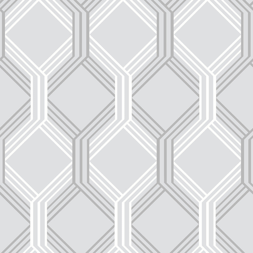 Linkage Grey Trellis Wallpaper by A-Street Prints Geometrie Covers about 56.4 square feet 20.5-in by 33-ft long roll Unpasted 20.5 - Fabric Carolina -