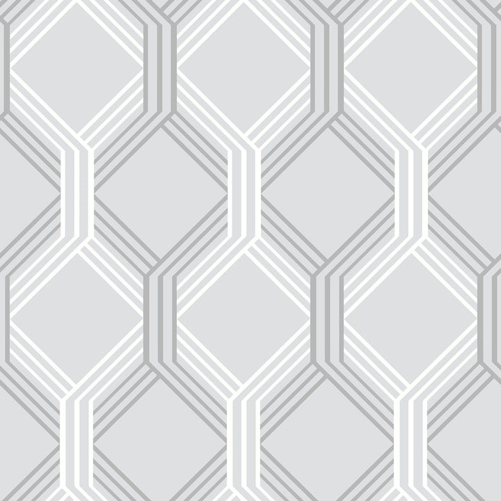 Linkage Grey Trellis Wallpaper by A-Street Prints Geometrie Covers about 56.4 square feet 20.5-in by 33-ft long roll Unpasted 20.5 - Fabric Carolina -
