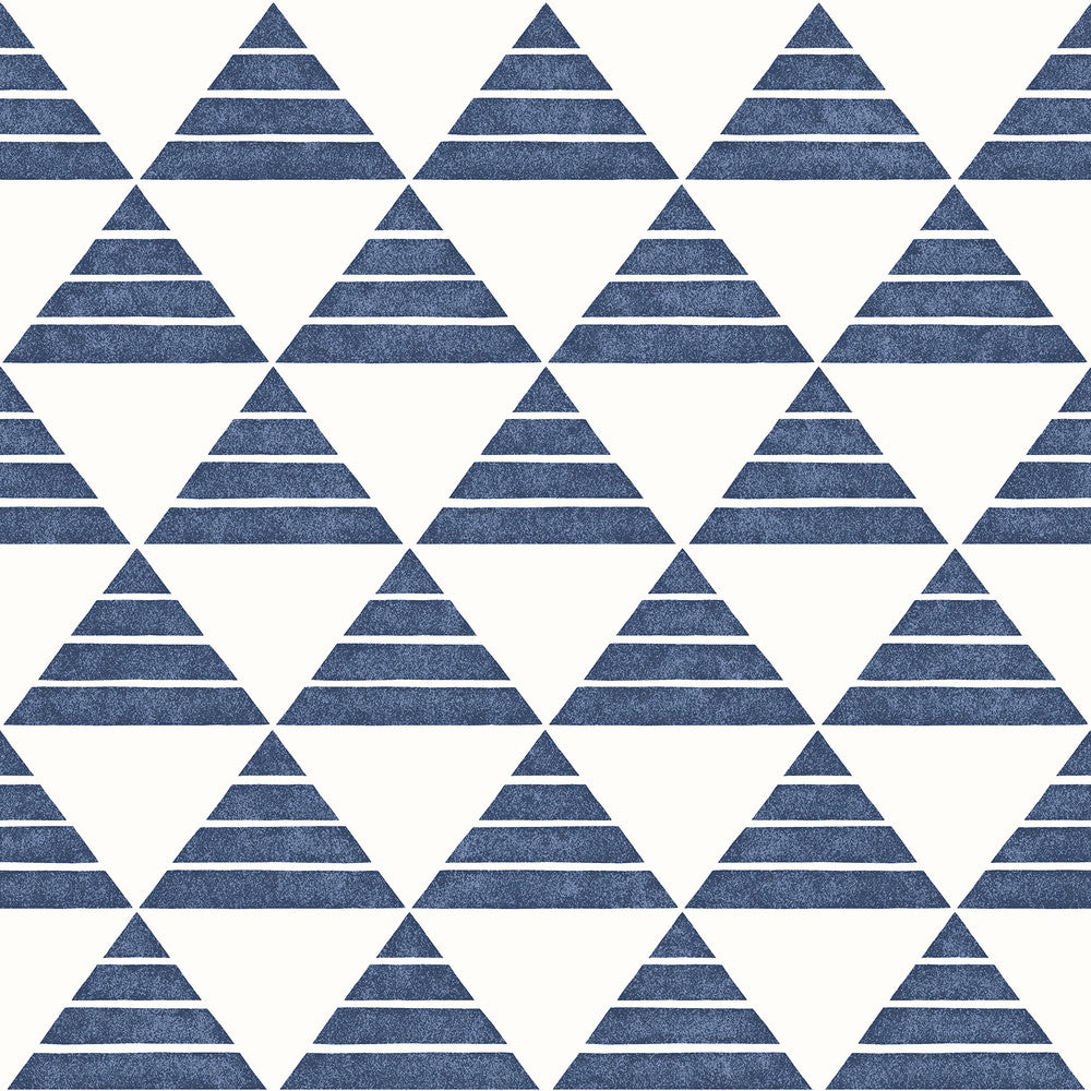 Summit Blue Triangle Wallpaper by A-Street Prints Geometrie Covers about 56.4 square feet 20.5-in by 33-ft long roll Unpasted 20.5 - Fabric Carolina -