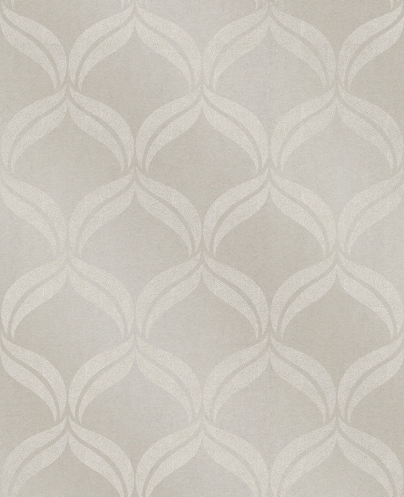Petals Taupe Beaded Ogee Wallpaper by A-Street Prints Geometrie Covers about 56.4 square feet 20.5-in by 33-ft long roll Unpasted 10.5 - Fabric Carolina -
