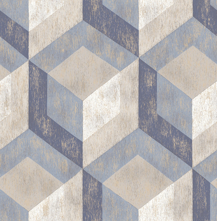 Blue Rustic Wood Tile Wallpaper by A-Street Prints Reclaimed Covers about 56.4 square feet 20.5-in by 33-ft long roll Unpasted 20.8 - Fabric Carolina -