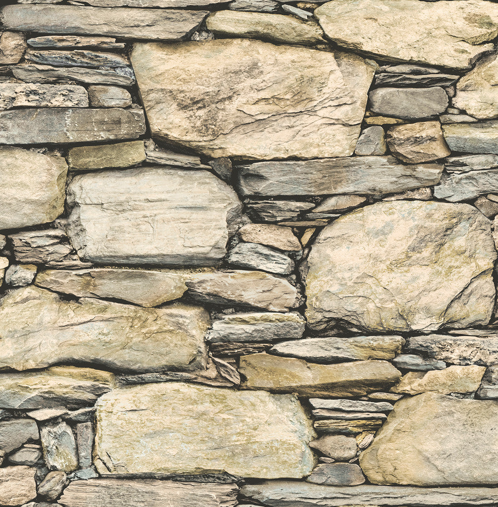 Wheat Stone Wall Wallpaper by A-Street Prints Reclaimed Covers about 56.4 square feet 20.5-in by 33-ft long roll Unpasted 10.5 - Fabric Carolina -