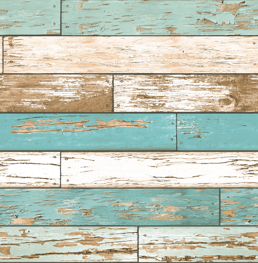 Turquoise Wood Wallpaper by A-Street Prints Reclaimed Covers about 56.4 square feet 20.5-in by 33-ft long roll Unpasted 20.8 - Fabric Carolina -