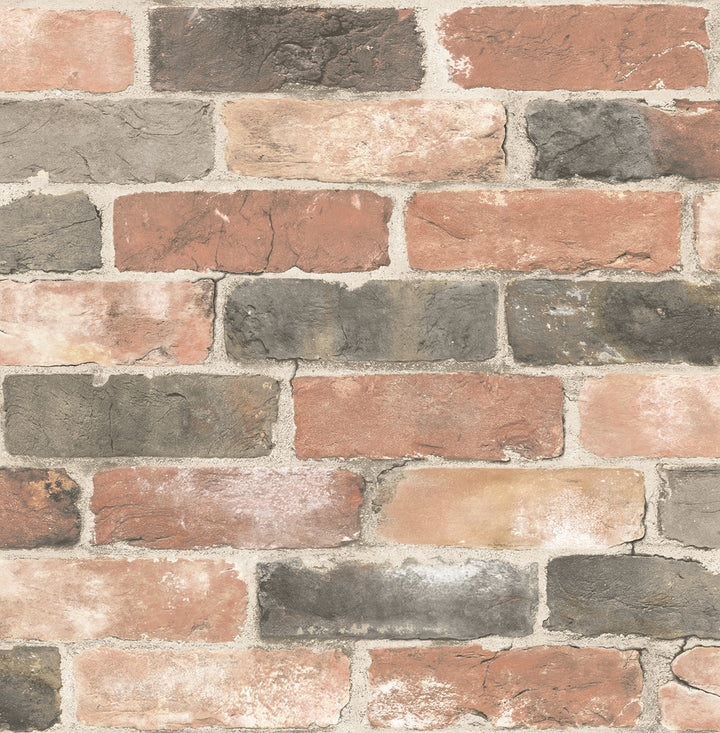 Dusty Red Reclaimed Bricks Wallpaper by A-Street Prints Reclaimed Covers about 56.4 square feet 20.5-in by 33-ft long roll Unpasted 10.5 - Fabric Carolina -