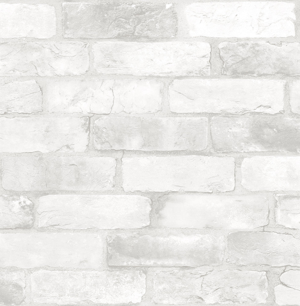 White Reclaimed Bricks Wallpaper by A-Street Prints Reclaimed Covers about 56.4 square feet 20.5-in by 33-ft long roll Unpasted 10.5 - Fabric Carolina -
