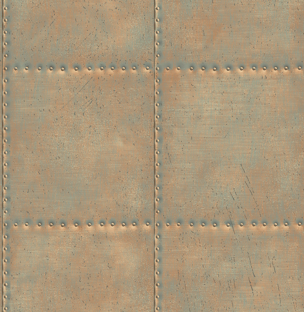 Turquoise Sheet Metal Wallpaper by A-Street Prints Reclaimed Covers about 56.4 square feet 20.5-in by 33-ft long roll Unpasted 20.5 - Fabric Carolina -