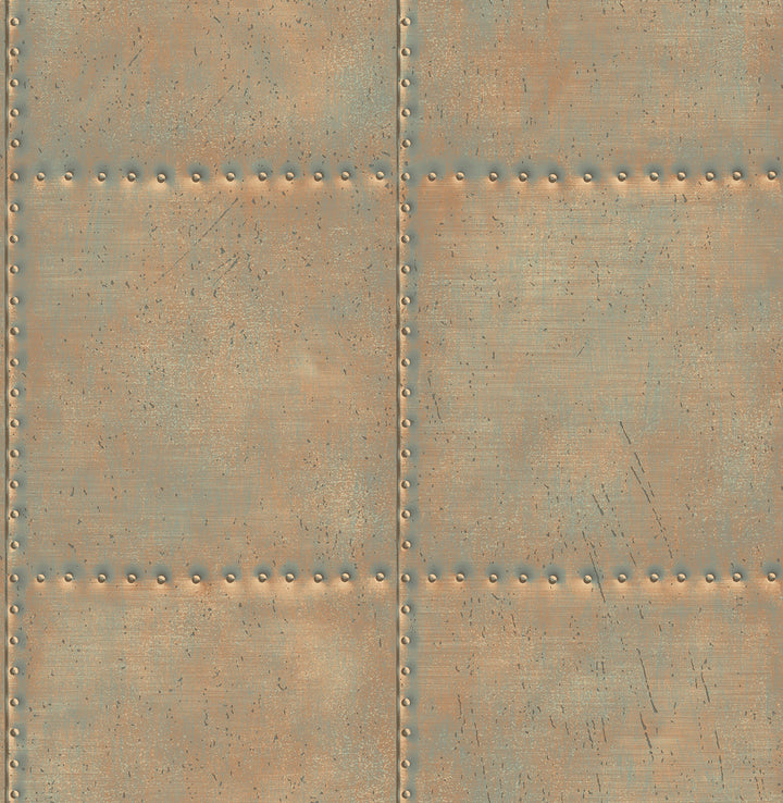 Turquoise Sheet Metal Wallpaper by A-Street Prints Reclaimed Covers about 56.4 square feet 20.5-in by 33-ft long roll Unpasted 20.5 - Fabric Carolina -