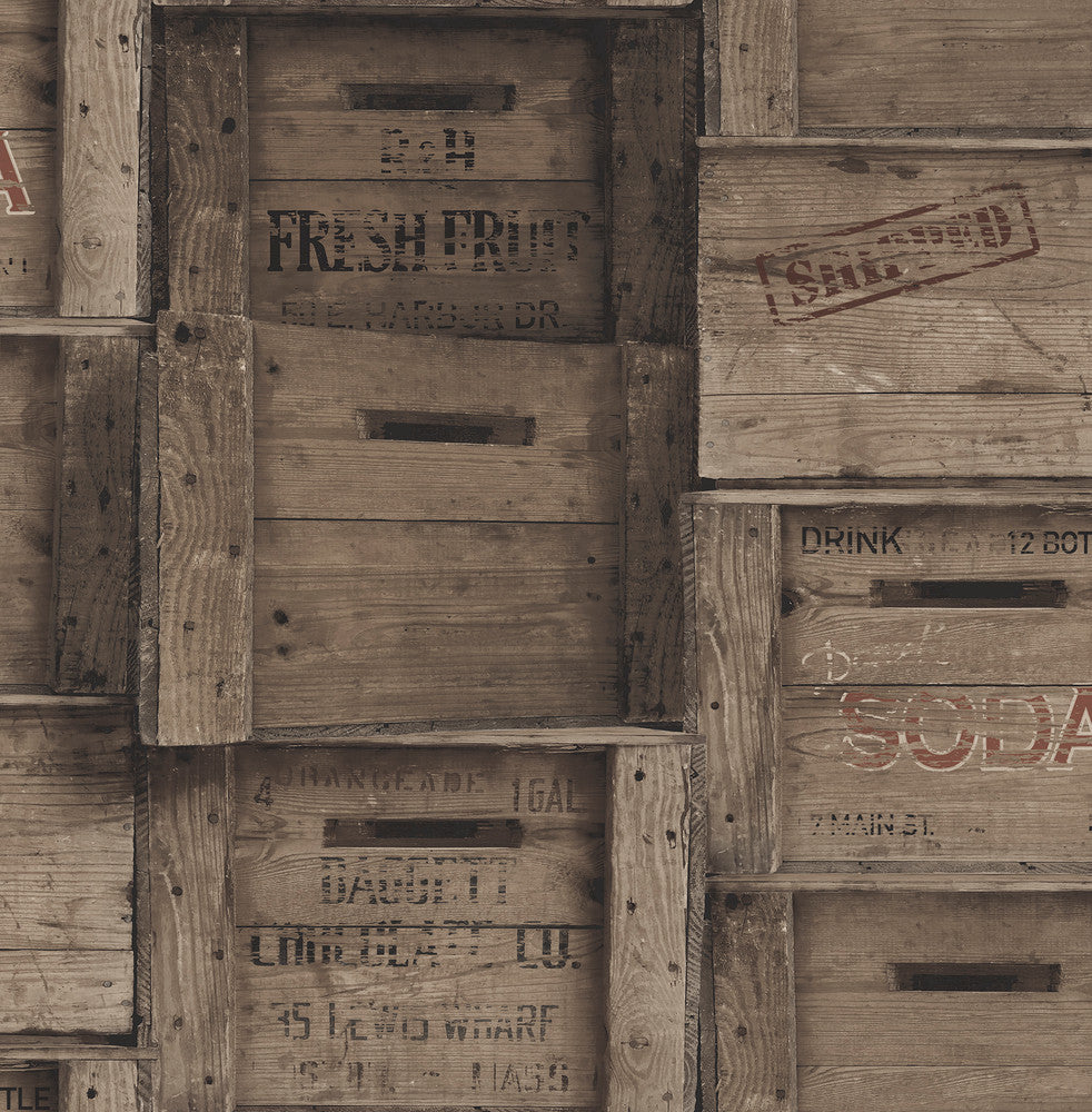 Dark Grey Wood Crates Wallpaper by A-Street Prints Reclaimed Covers about 56.4 square feet 20.5-in by 33-ft long roll Unpasted 10.5 - Fabric Carolina -