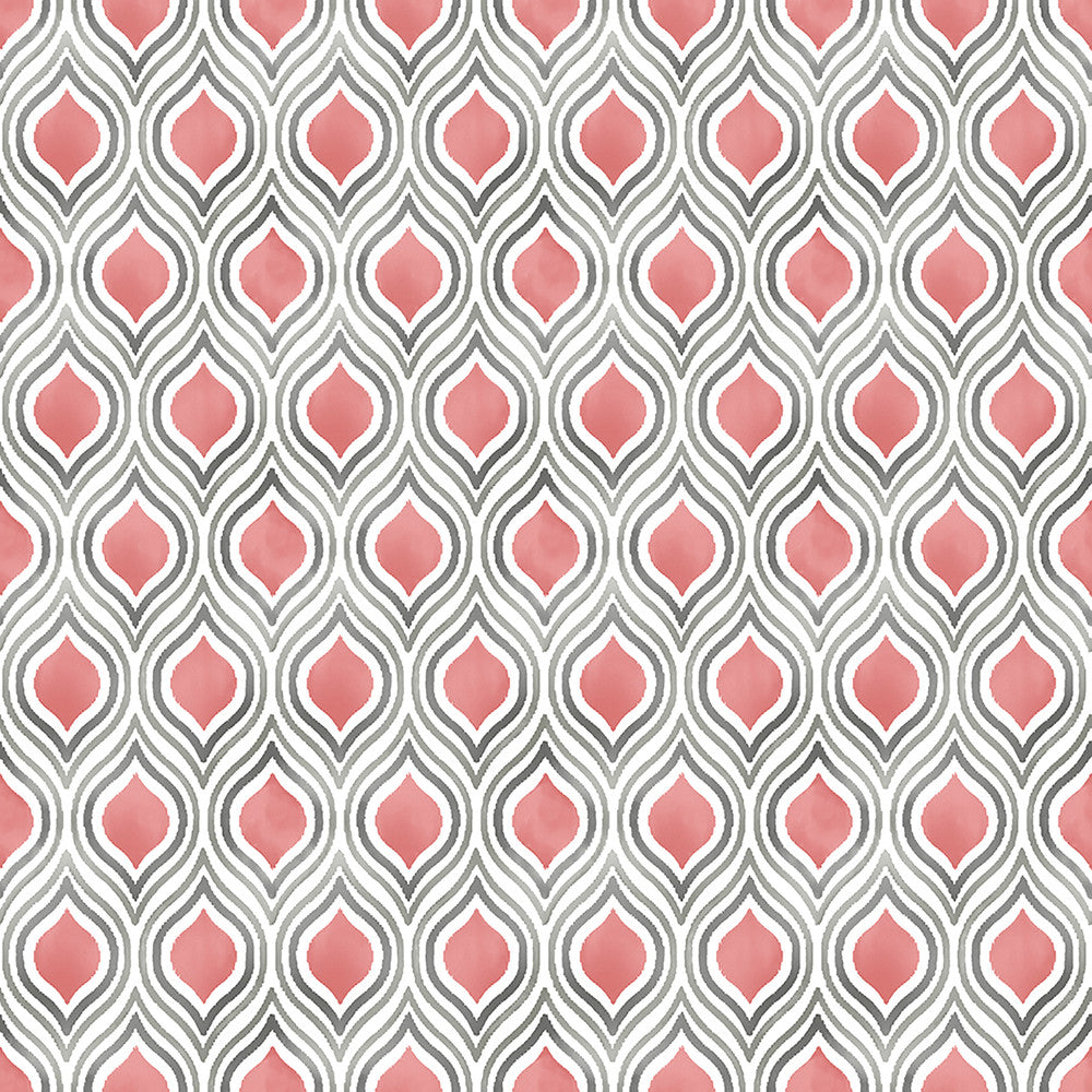 Plume Coral Ogee Wallpaper by A-Street Prints Mirabelle Covers about 56.4 square feet 20.5-in by 33-ft long roll Unpasted 5.3 - Fabric Carolina -