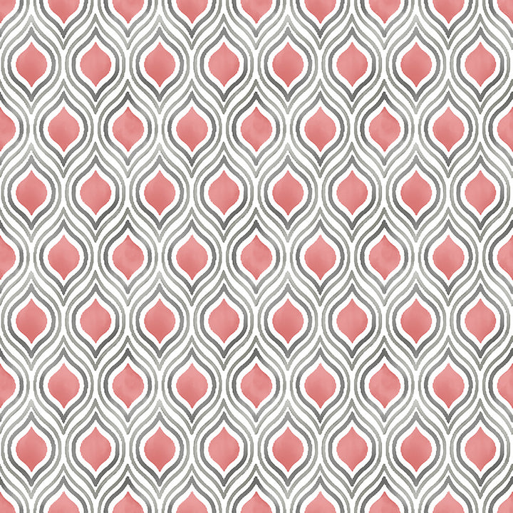 Plume Coral Ogee Wallpaper by A-Street Prints Mirabelle Covers about 56.4 square feet 20.5-in by 33-ft long roll Unpasted 5.3 - Fabric Carolina -