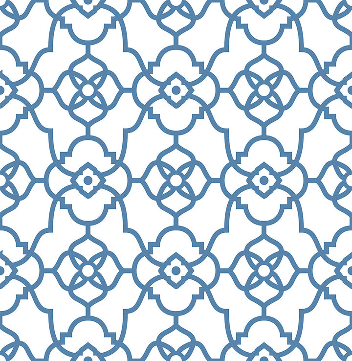 Atrium Blue Trellis Wallpaper by A-Street Prints Mirabelle Covers about 56.4 square feet 20.5-in by 33-ft long roll Unpasted 10.5 - Fabric Carolina -