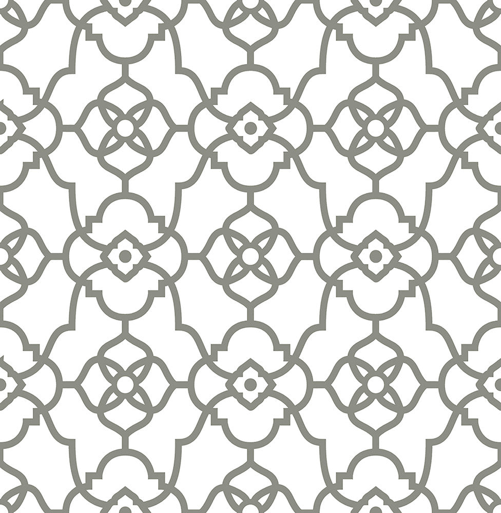Atrium Grey Trellis Wallpaper by A-Street Prints Mirabelle Covers about 56.4 square feet 20.5-in by 33-ft long roll Unpasted 10.5 - Fabric Carolina -