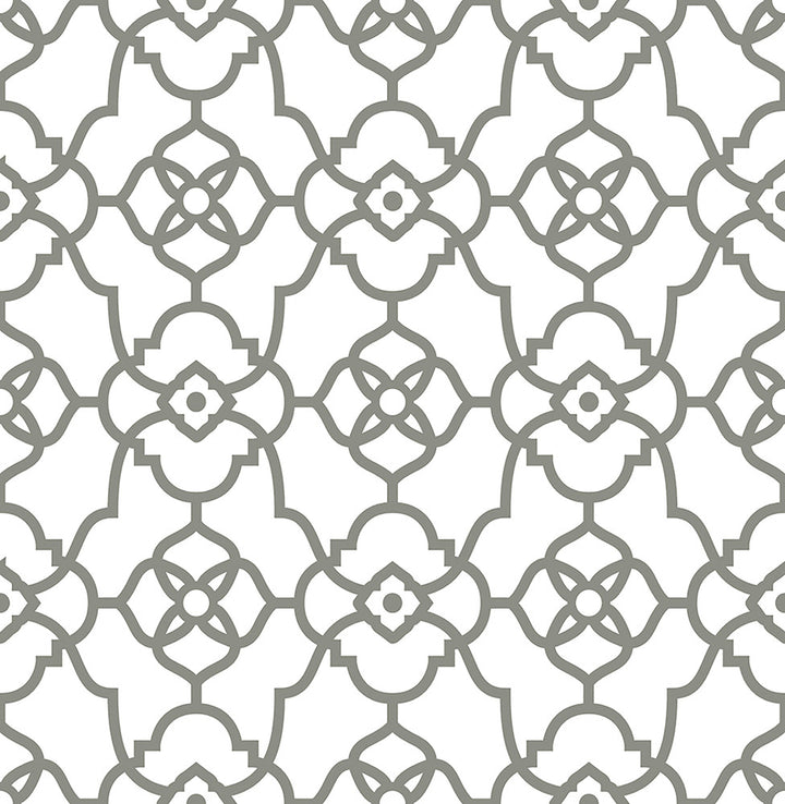 Atrium Grey Trellis Wallpaper by A-Street Prints Mirabelle Covers about 56.4 square feet 20.5-in by 33-ft long roll Unpasted 10.5 - Fabric Carolina -