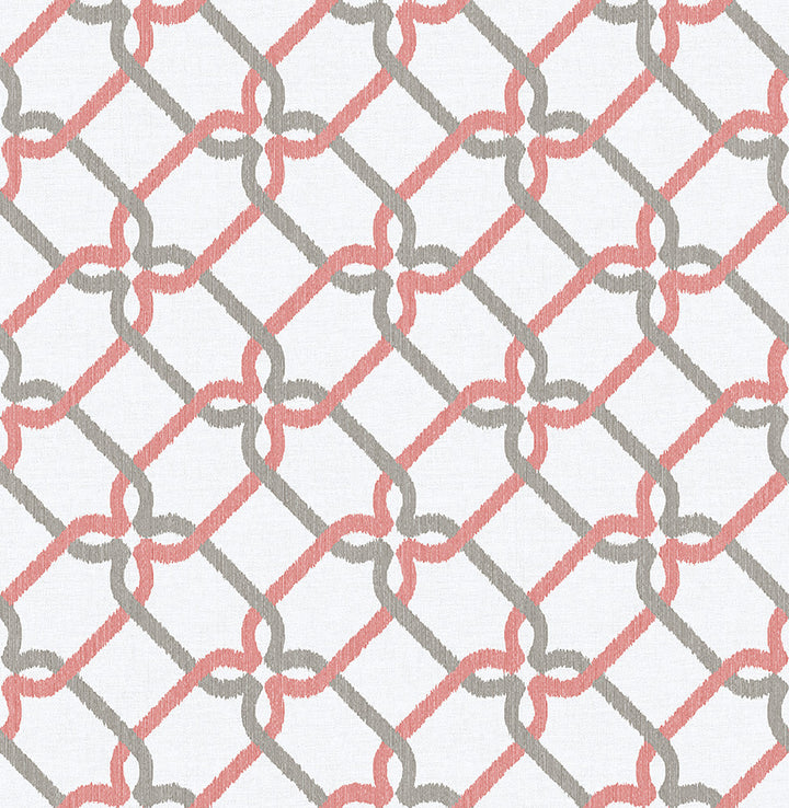 Palladian Coral Ogee Wallpaper by A-Street Prints Mirabelle Covers about 56.4 square feet 20.5-in by 33-ft long roll Unpasted 5.3 - Fabric Carolina -