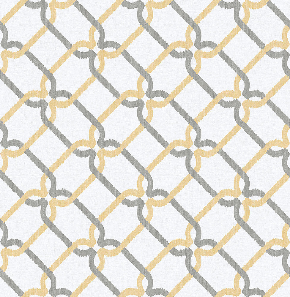 Palladian Honey Links Wallpaper by A-Street Prints Mirabelle Covers about 56.4 square feet 20.5-in by 33-ft long roll Unpasted 5.3 - Fabric Carolina -