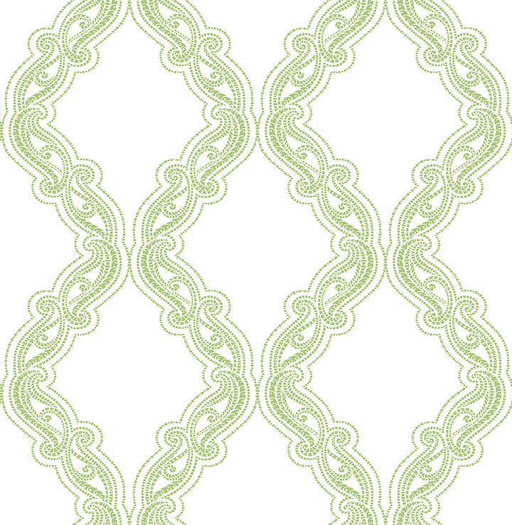Harmony Green Ogee Wallpaper by A-Street Prints Mirabelle Covers about 56.4 square feet 20.5-in by 33-ft long roll Unpasted 20.5 - Fabric Carolina -