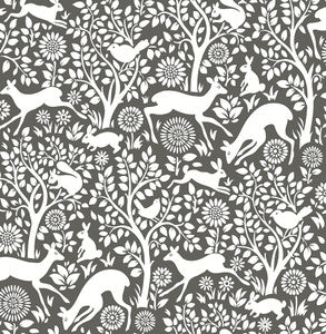 Meadow Charcoal Animals Wallpaper by A-Street Prints