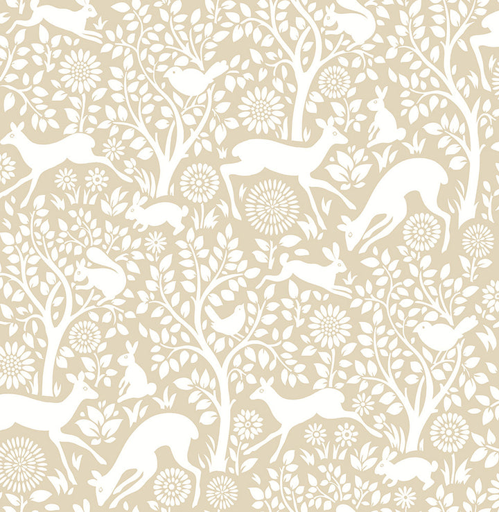 Meadow Taupe Animals Wallpaper by A-Street Prints Mirabelle Covers about 56.4 square feet 20.5-in by 33-ft long roll Unpasted 20.87 - Fabric Carolina -