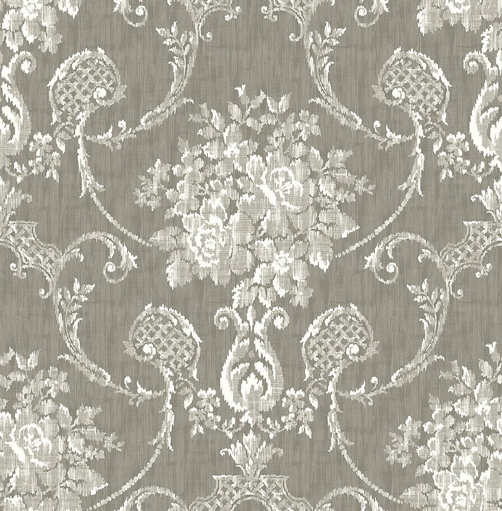 Winsome Grey Floral Damask Wallpaper by A-Street Prints Mirabelle Covers about 56.4 square feet 20.5-in by 33-ft long roll Unpasted 20.5 - Fabric Carolina -