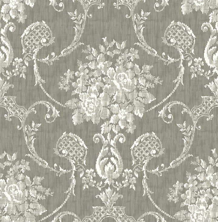 Winsome Grey Floral Damask Wallpaper by A-Street Prints Mirabelle Covers about 56.4 square feet 20.5-in by 33-ft long roll Unpasted 20.5 - Fabric Carolina -
