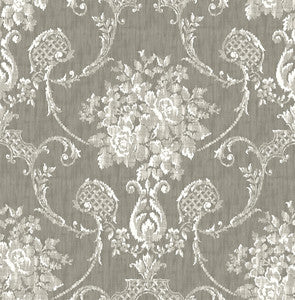 Winsome Grey Floral Damask Wallpaper by A-Street Prints