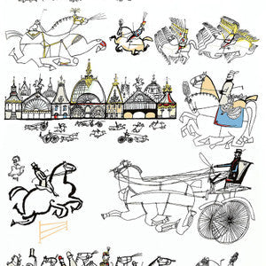 Horses Multi On White 2703960 by Schumacher Wallcovering