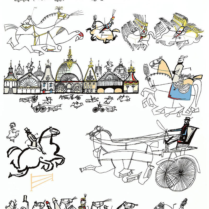 Horses Multi On White 2703960 by Schumacher Wallcovering